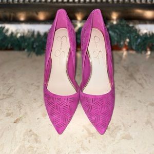 ~Pink Jessica Simpson heels ~ Leather ~